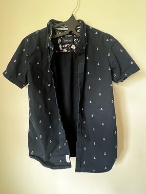 Denim & Flower Ricky Singh Boys Anchor Print Button Down Shirt Size 11/12